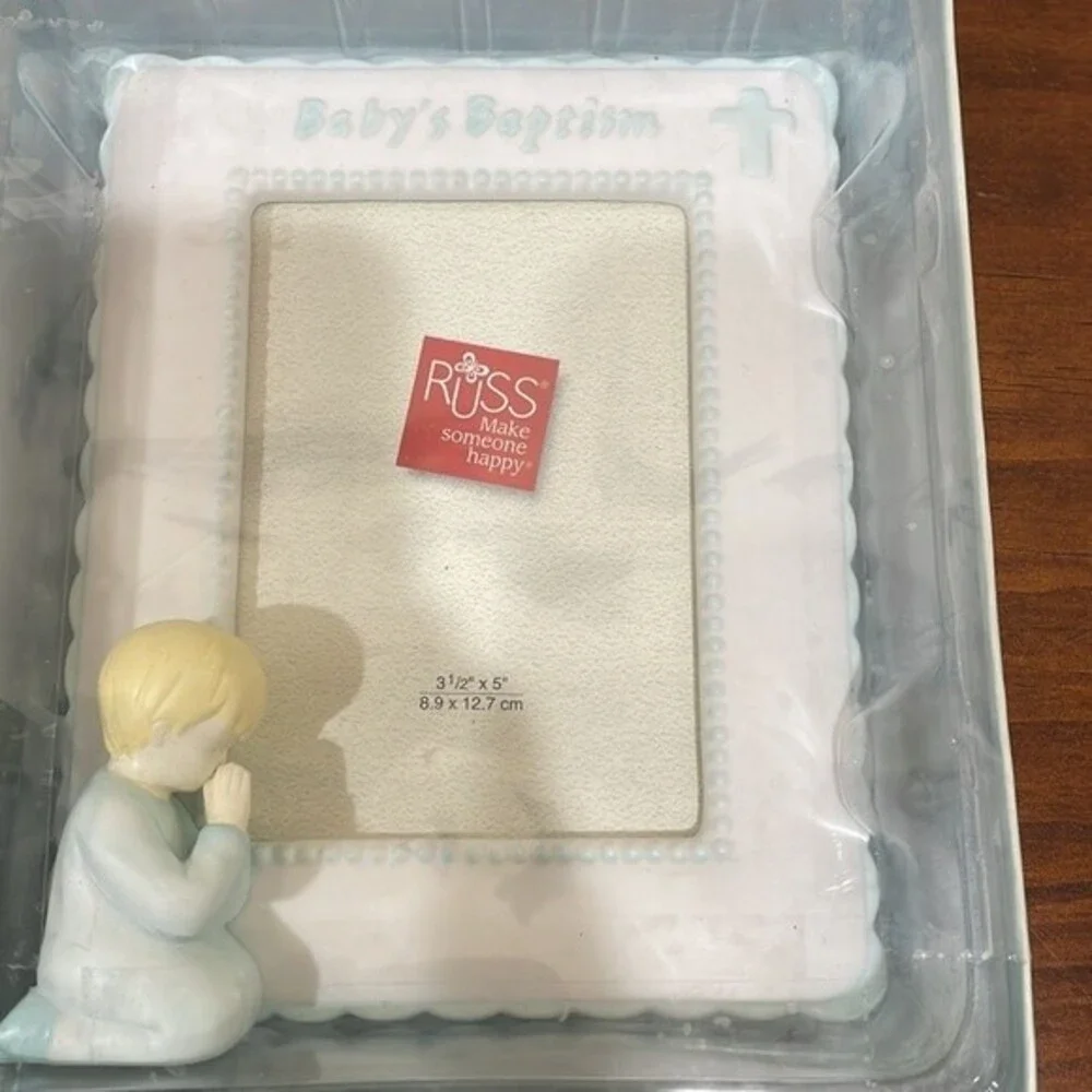 New! Vintage Russ Baby's Baptism Ceramic Frame